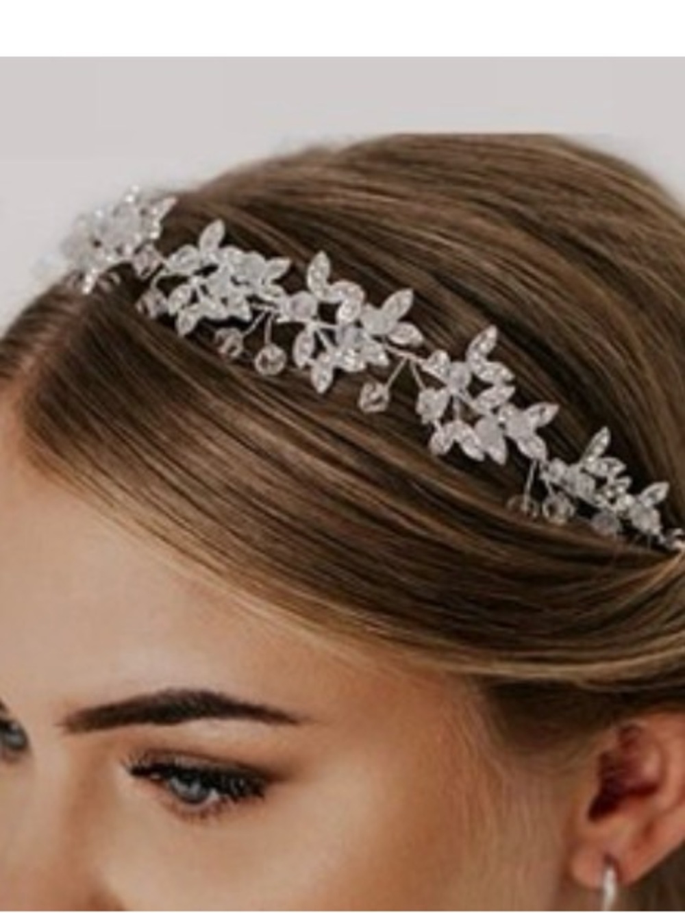 Crystal Bridal Hair Vine Silver Rhinestone Floral Headpiece Wedding NWT - Picture 2 of 10